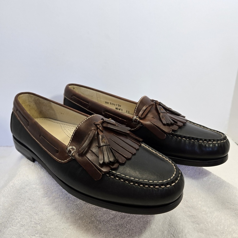 Cole Haan  Pinch Tassle Shawl Loafers MENS 11D Mahogany Black Two Tone *READ*